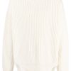 Men Knitted Sweaters Maison-Kitsune Jil Sander crew-neck ribbed-knit Wool Jumper Neutrals