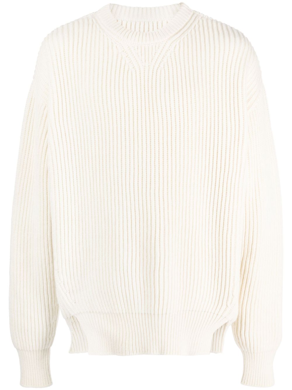 Men Knitted Sweaters Maison-Kitsune Jil Sander crew-neck ribbed-knit Wool Jumper Neutrals