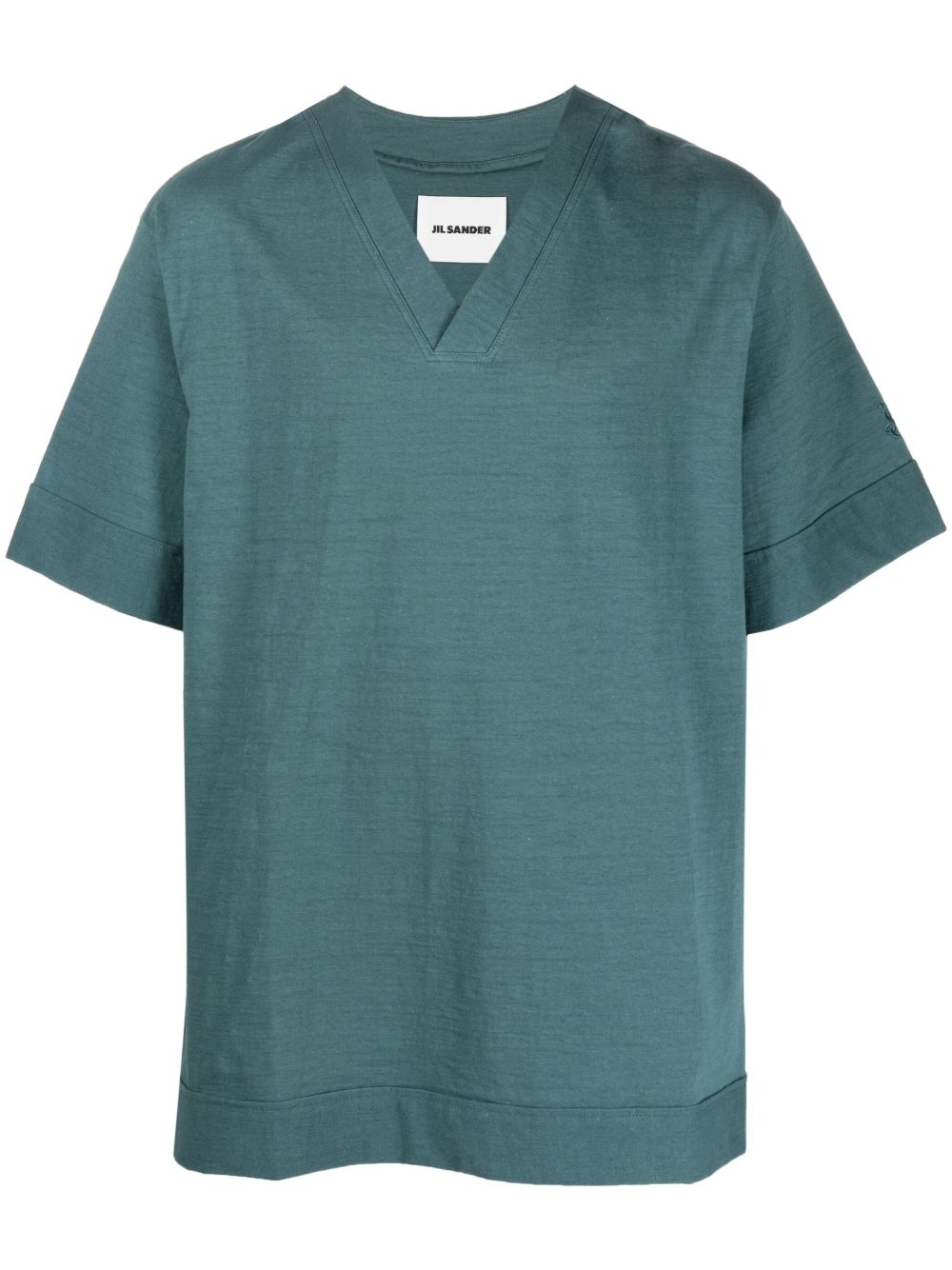 Jil Sander V-neck short-sleeved T-shirt Blue Men T-Shirts Maison-Kitsune