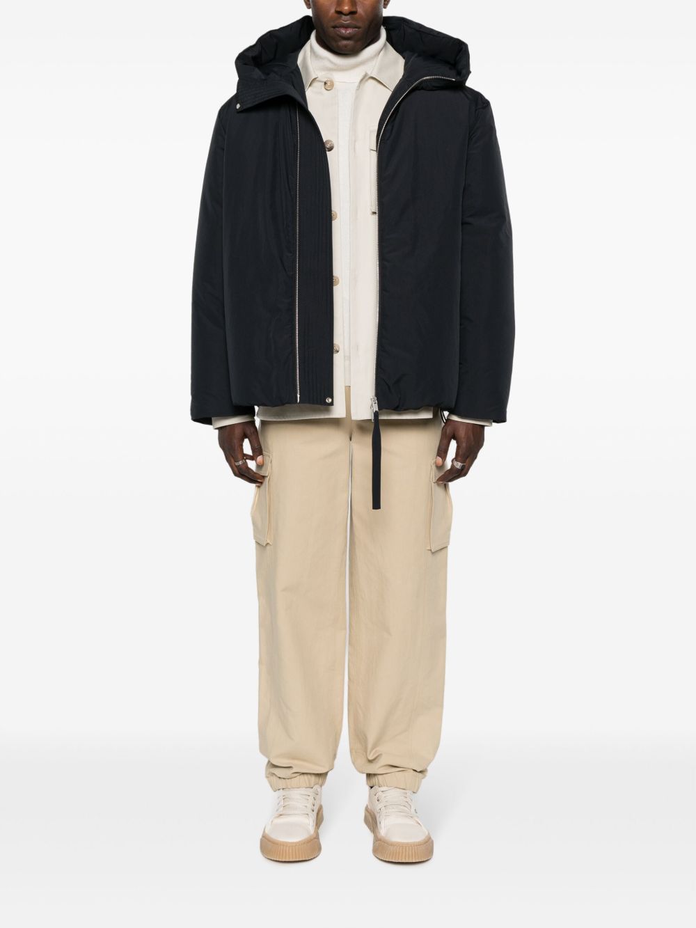 Jil Sander stand-up Collar padded-design Jacket Black Men Down Jackets Maison-Kitsune