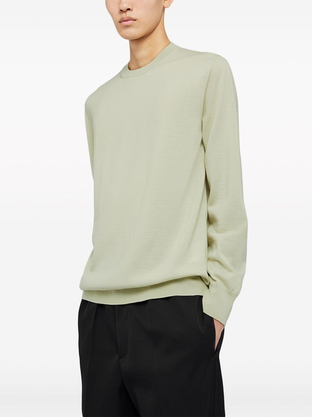 Jil Sander crew-neck Wool Jumper Green Men Knitted Sweaters Maison-Kitsune