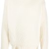 Men Knitted Sweaters Maison-Kitsune Jil Sander waffle-knit side-slits Jumper Neutrals