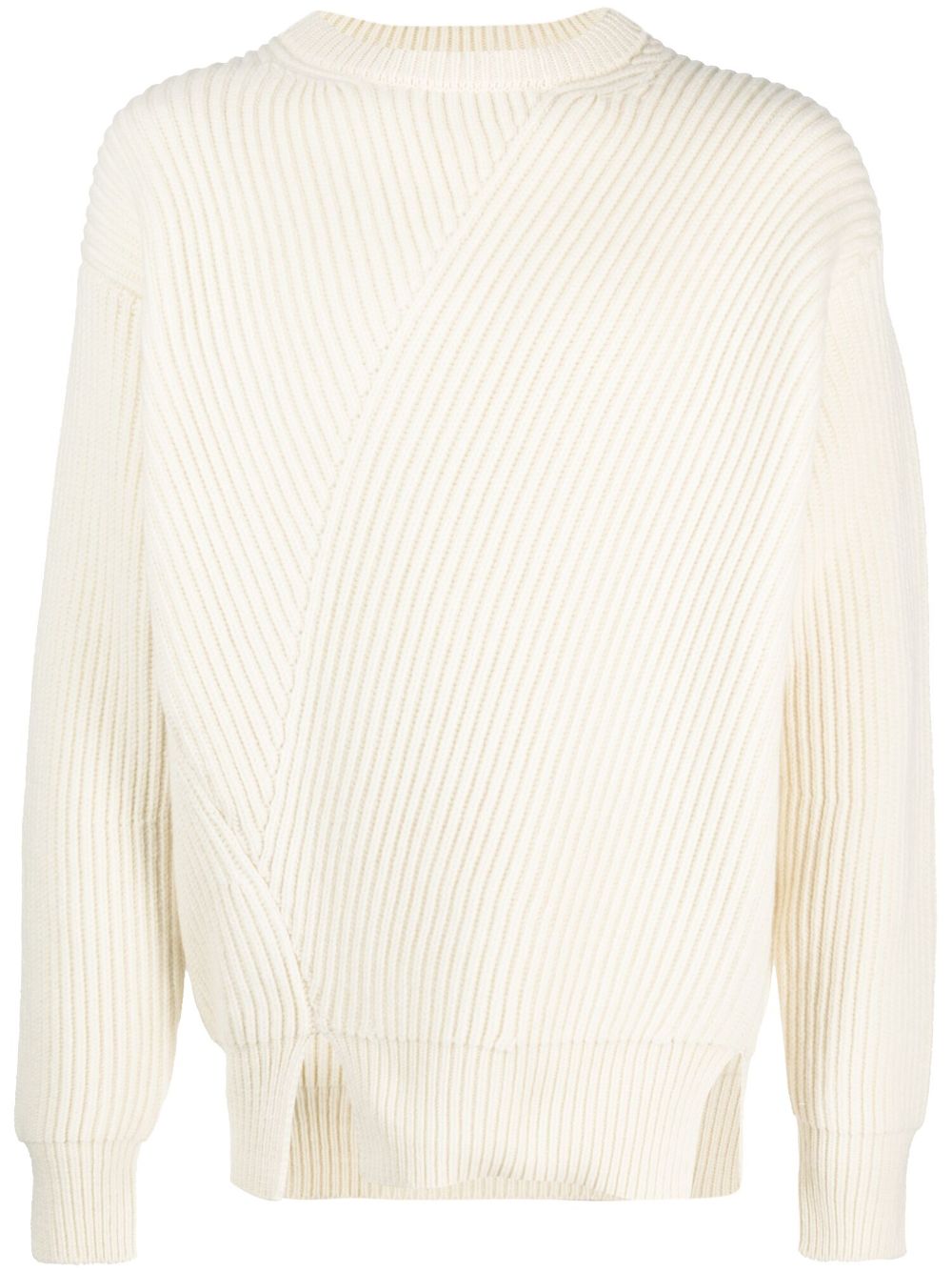 Men Knitted Sweaters Maison-Kitsune Jil Sander waffle-knit side-slits Jumper Neutrals