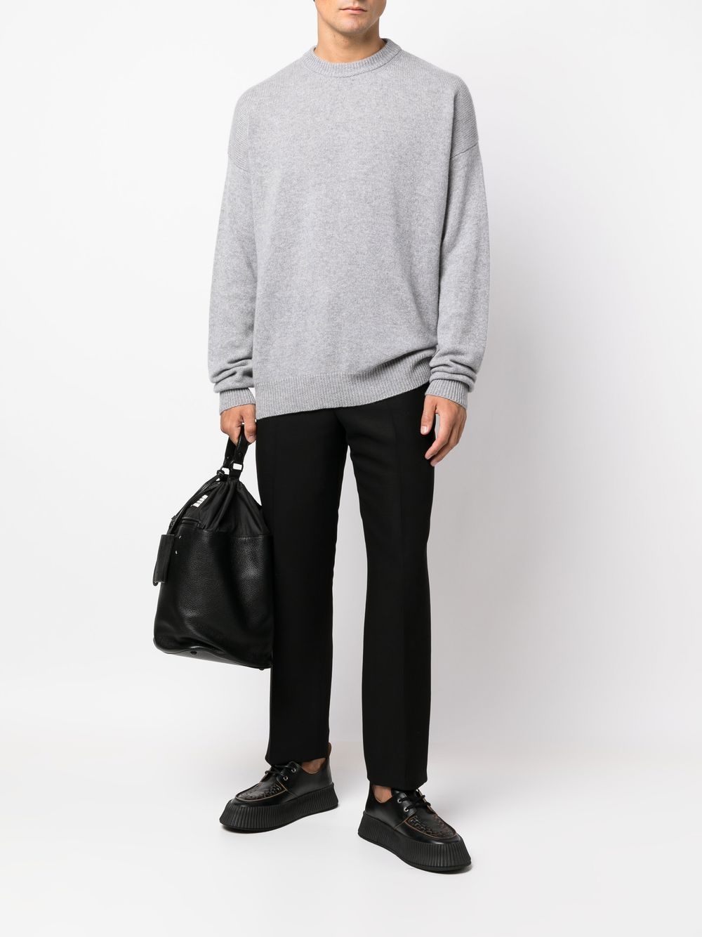 Jil Sander crew-neck Cashmere Jumper Grey Men Knitted Sweaters Maison-Kitsune