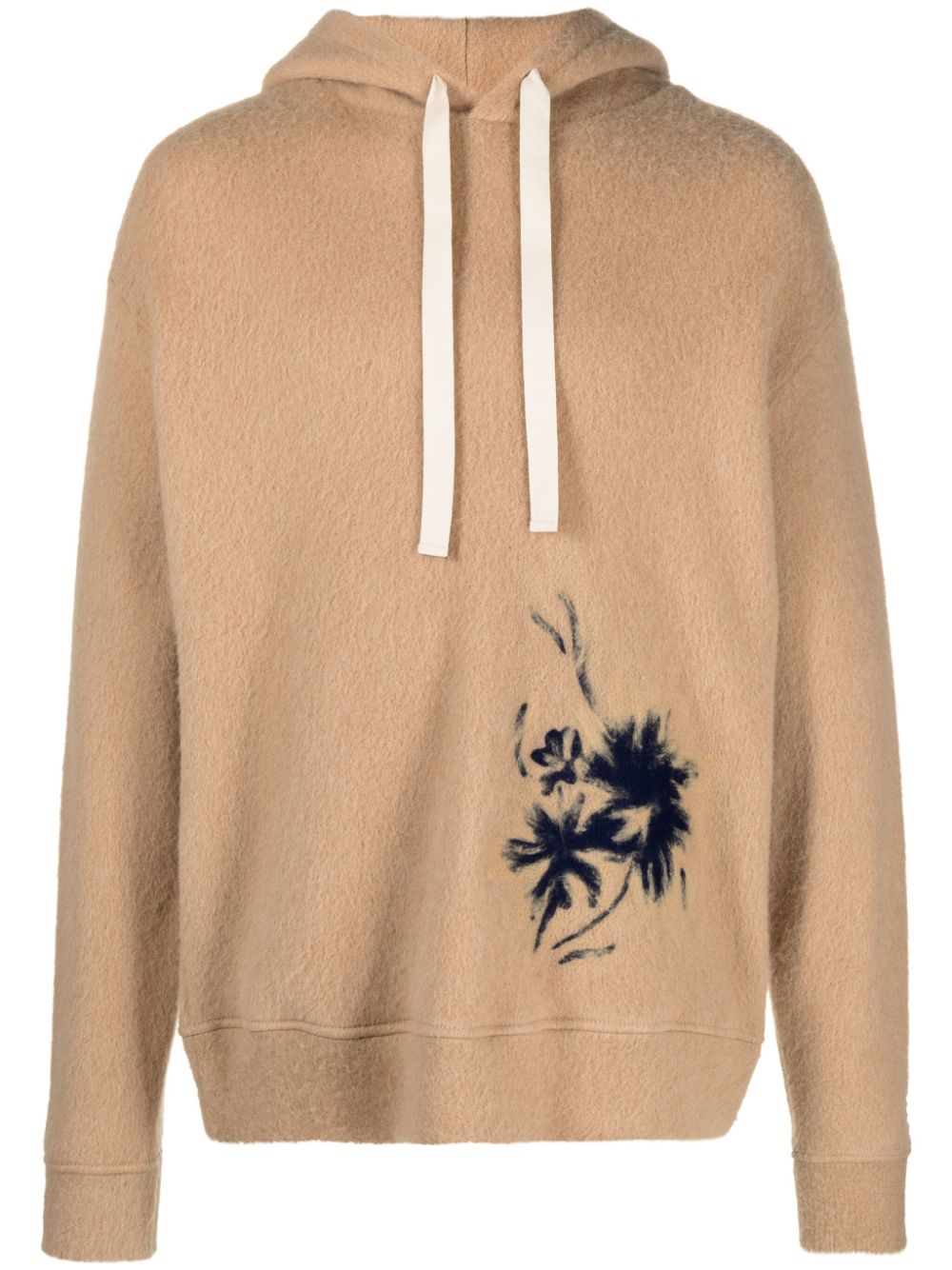 Jil Sander floral-print Drawstring Hoodie Brown Maison-Kitsune Men Hoodies