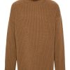Maison-Kitsune Knitted Sweaters Men Jil Sander roll-neck Wool Jumper Brown