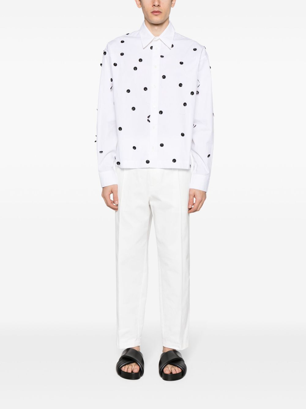 Men Tapered Pants Maison-Kitsune Jil Sander tapered-leg Cotton Trousers White