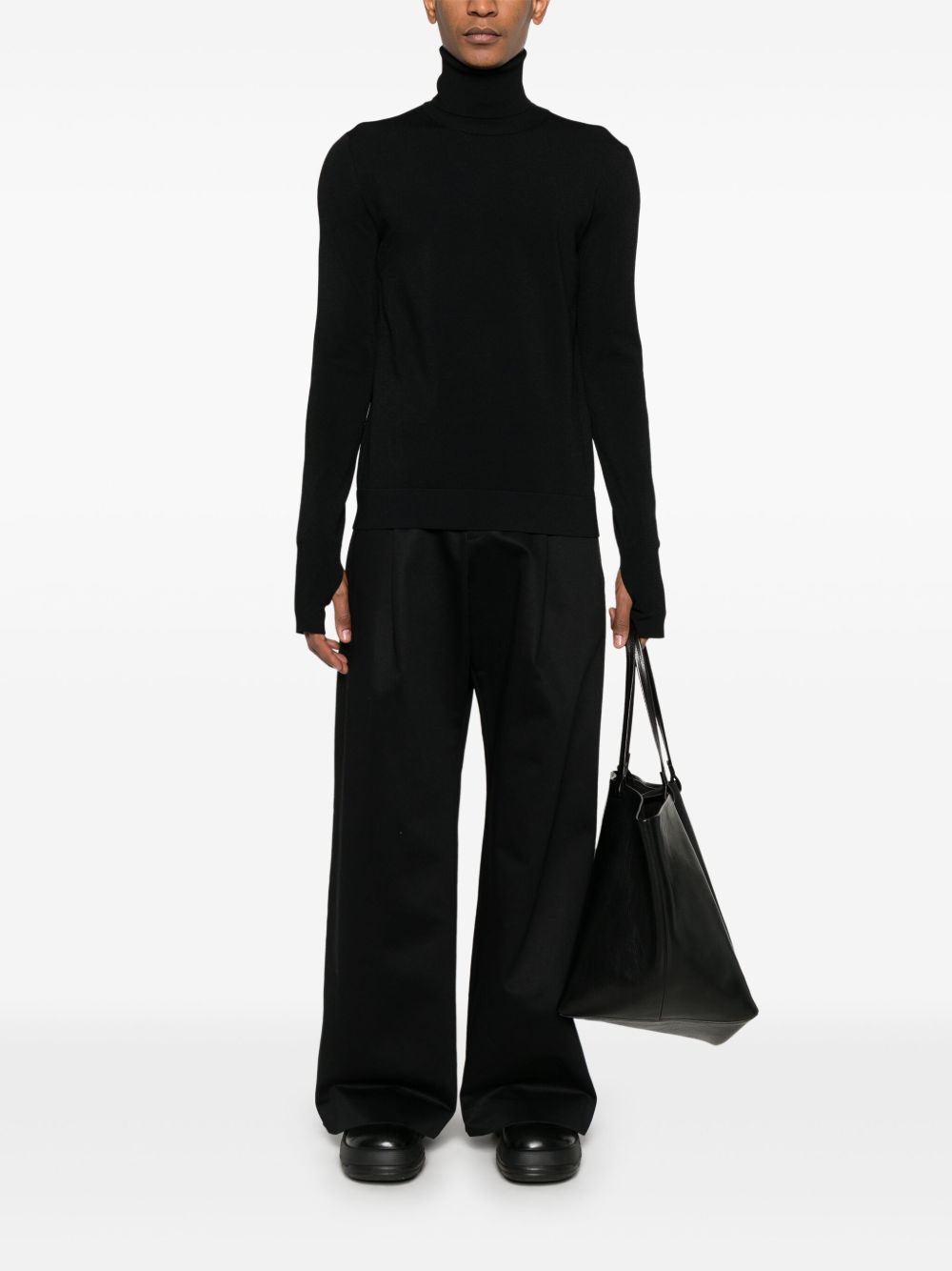 Maison-Kitsune Knitted Sweaters Men Jil Sander roll-neck Sweater Black