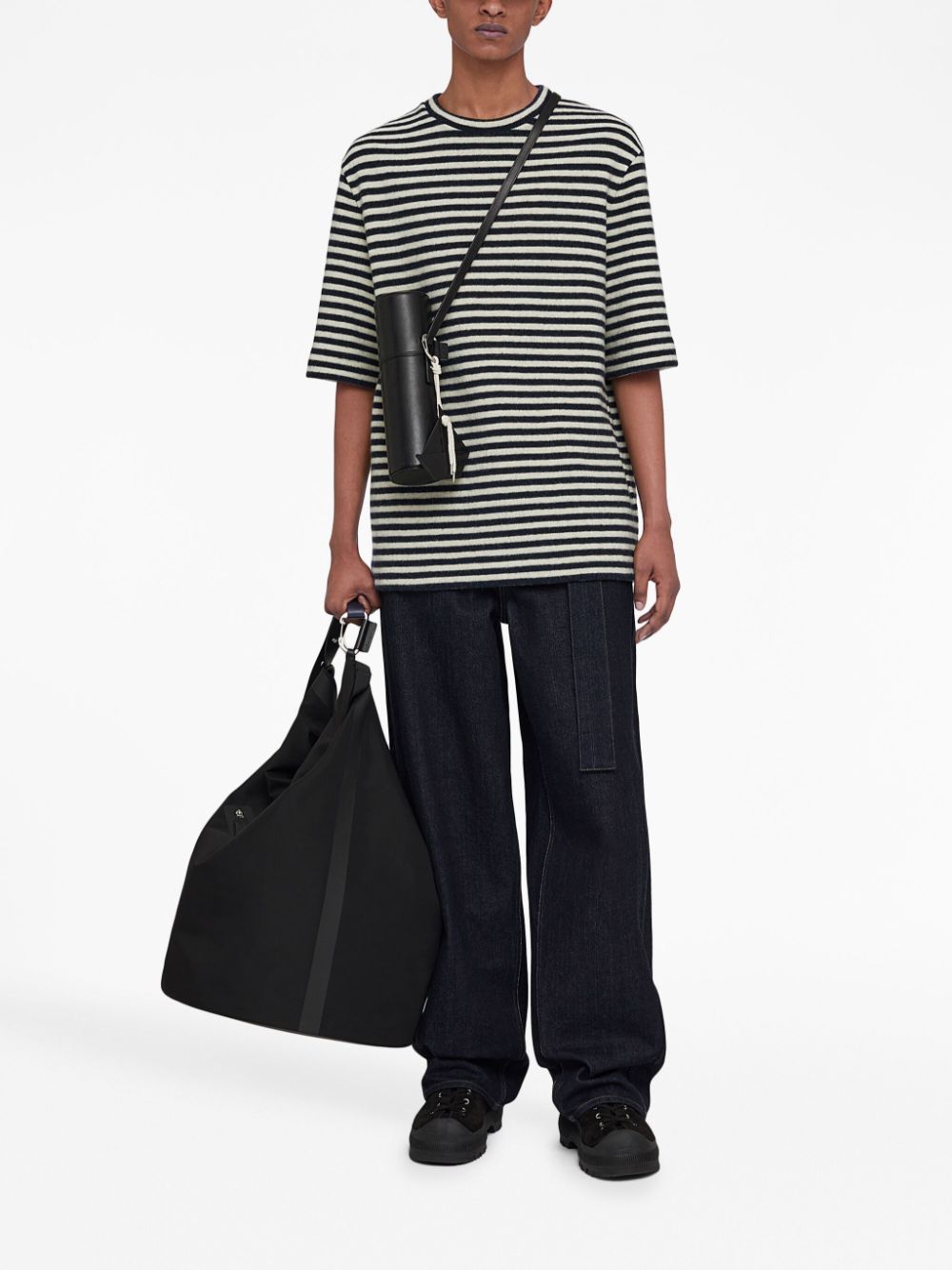 Jil Sander stripe-pattern round-neck T-shirt Black Maison-Kitsune Men T-Shirts