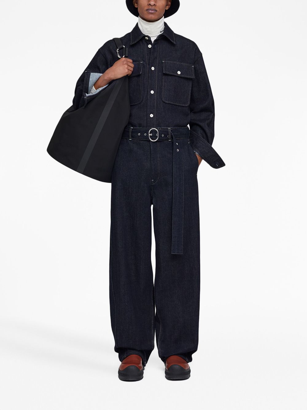 Jil Sander decorative-stitching Denim Shirt Blue Maison-Kitsune Men Shirts