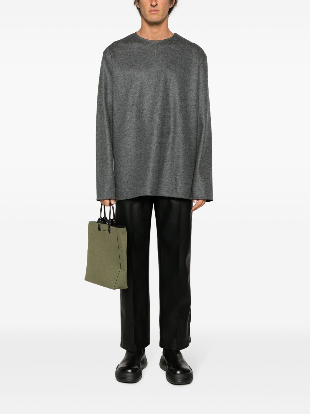 Jil Sander zip-detail Wool Jumper Grey Men Knitted Sweaters Maison-Kitsune