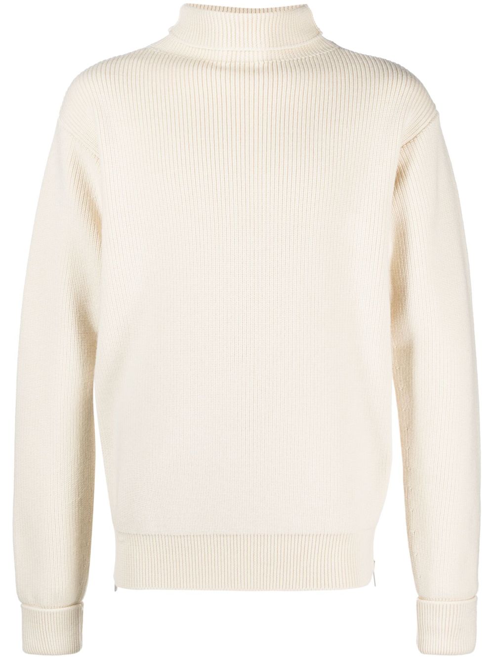 Jil Sander roll-neck Wool Jumper White Men Knitted Sweaters Maison-Kitsune