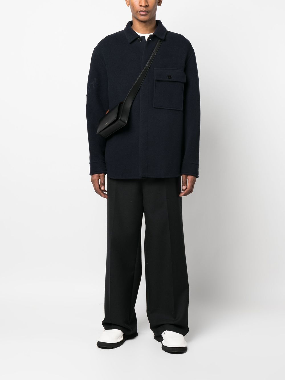 Maison-Kitsune Shirt Jackets Men Jil Sander logo-embroidered Shirt Jacket Blue
