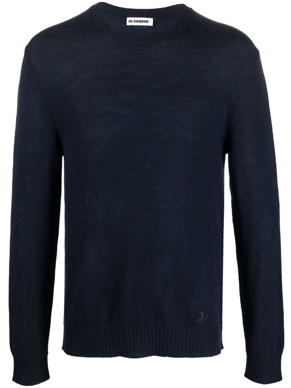 Men Knitted Sweaters Maison-Kitsune Jil Sander embroidered-logo Crew Neck Jumper Blue