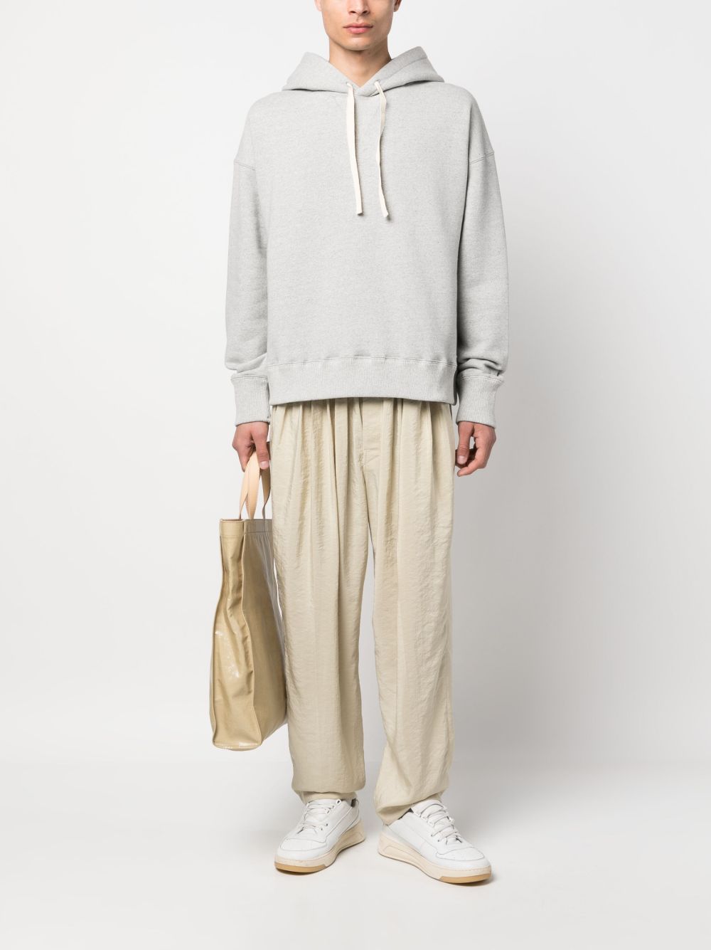 Jil Sander drop-shoulder Drawstring Hoodie Grey Men Hoodies Maison-Kitsune