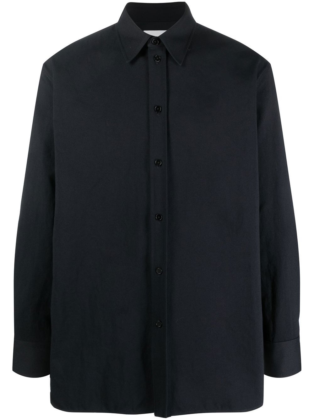 Maison-Kitsune Jil Sander long-sleeved Cotton Shirt Blue Men Shirts