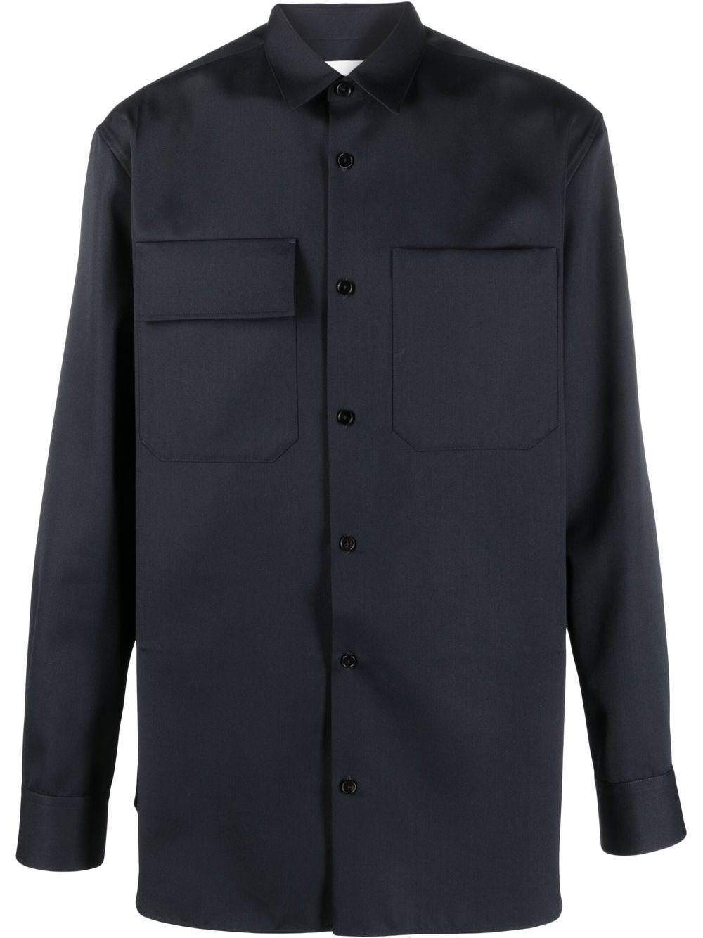 Jil Sander long-sleeve Wool Shirt Blue Maison-Kitsune Men Shirts