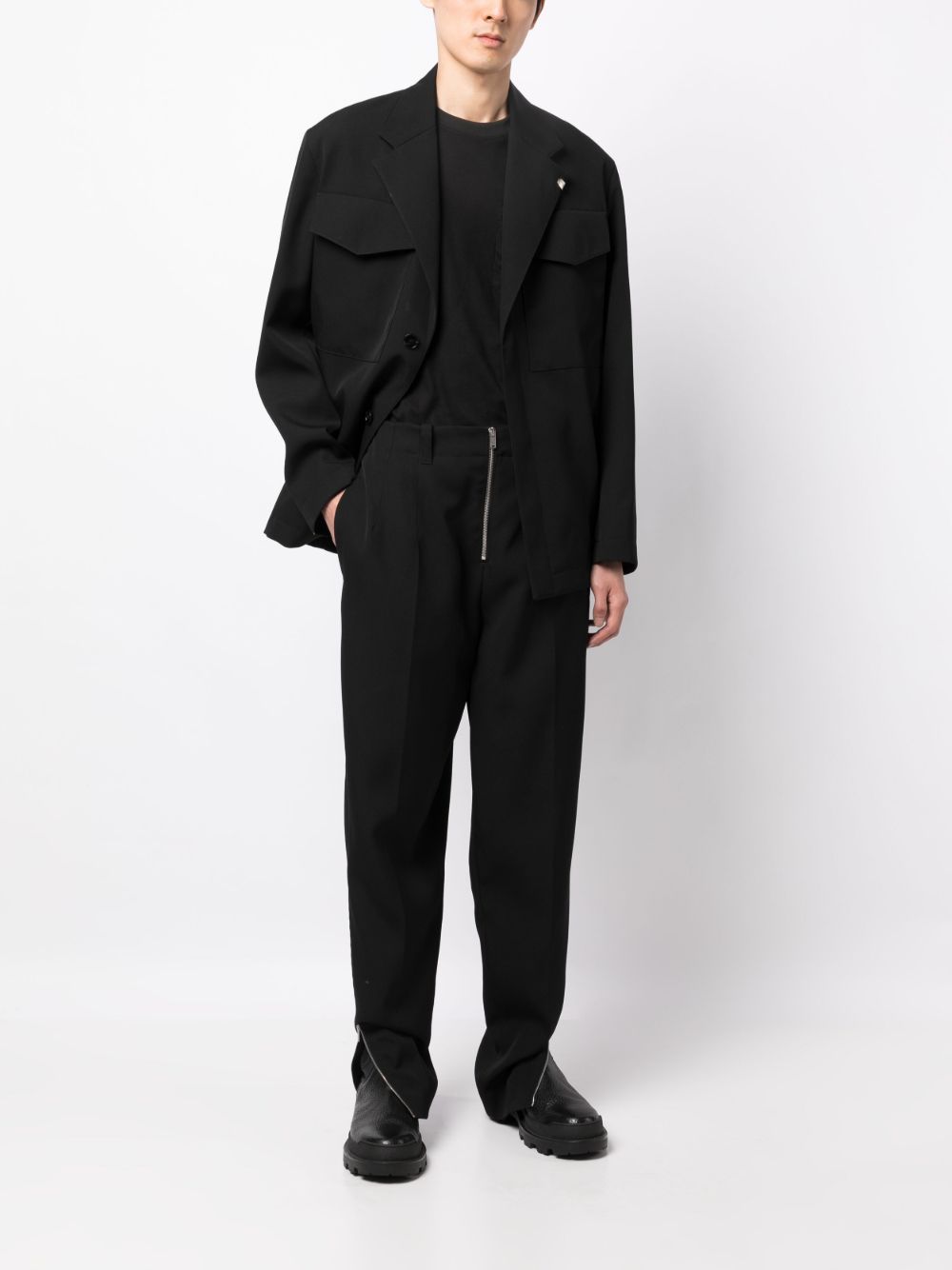 Maison-Kitsune Jil Sander zip-fastening Wool Tapered Trousers Black Men Tapered Pants