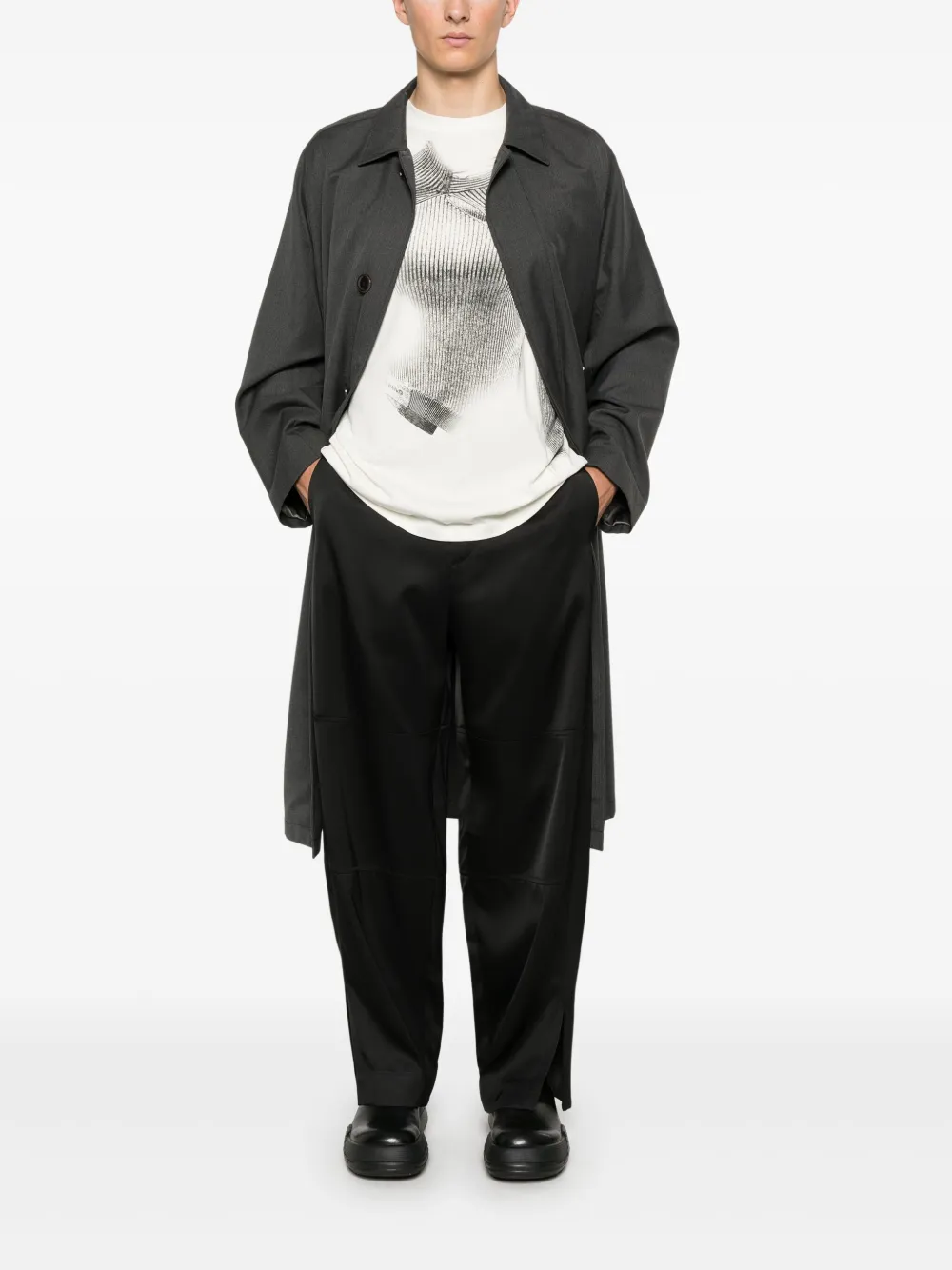 Men Loose Fit Pants Maison-Kitsune Jil Sander Twill Trousers Black