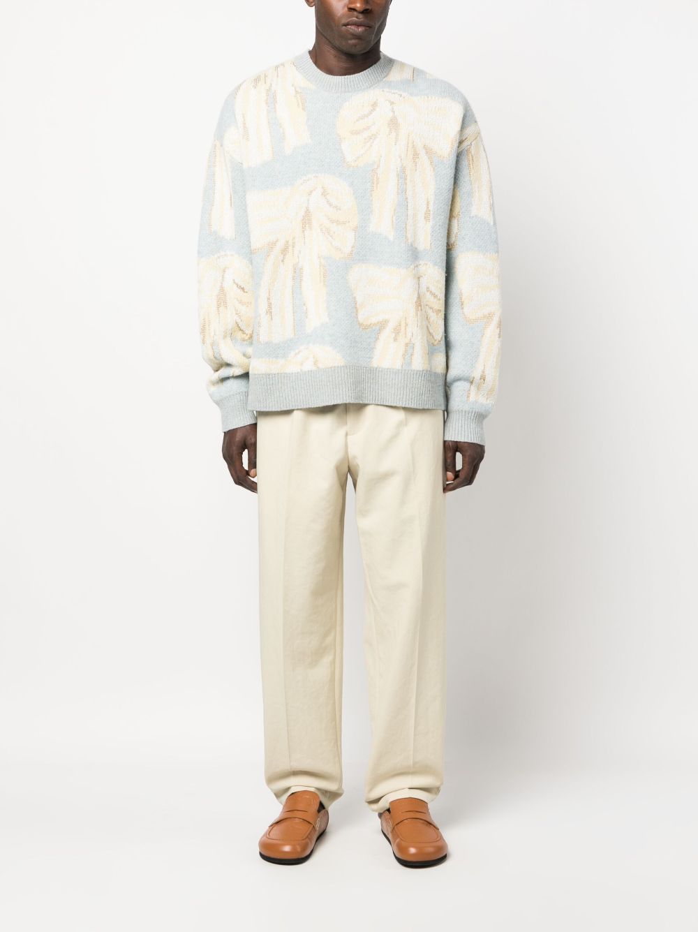 Jil Sander elasticated-waistband Cotton Trousers Yellow Men Regular-Fit & Straight Leg Pants Maison-Kitsune