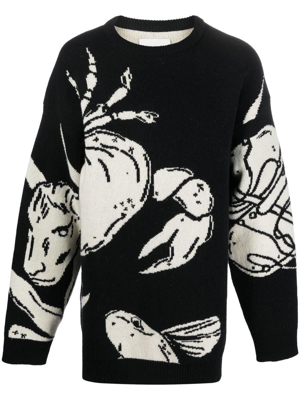 Men Knitted Sweaters Maison-Kitsune Jil Sander intarsia-knit Jumper Black