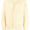 Jil Sander embroidered-logo Cotton Cardigan Yellow Men Cardigans Maison-Kitsune