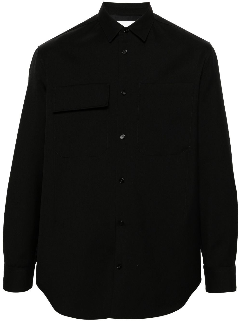 Jil Sander chest-pockets Wool Shirt Black Maison-Kitsune Men Shirts