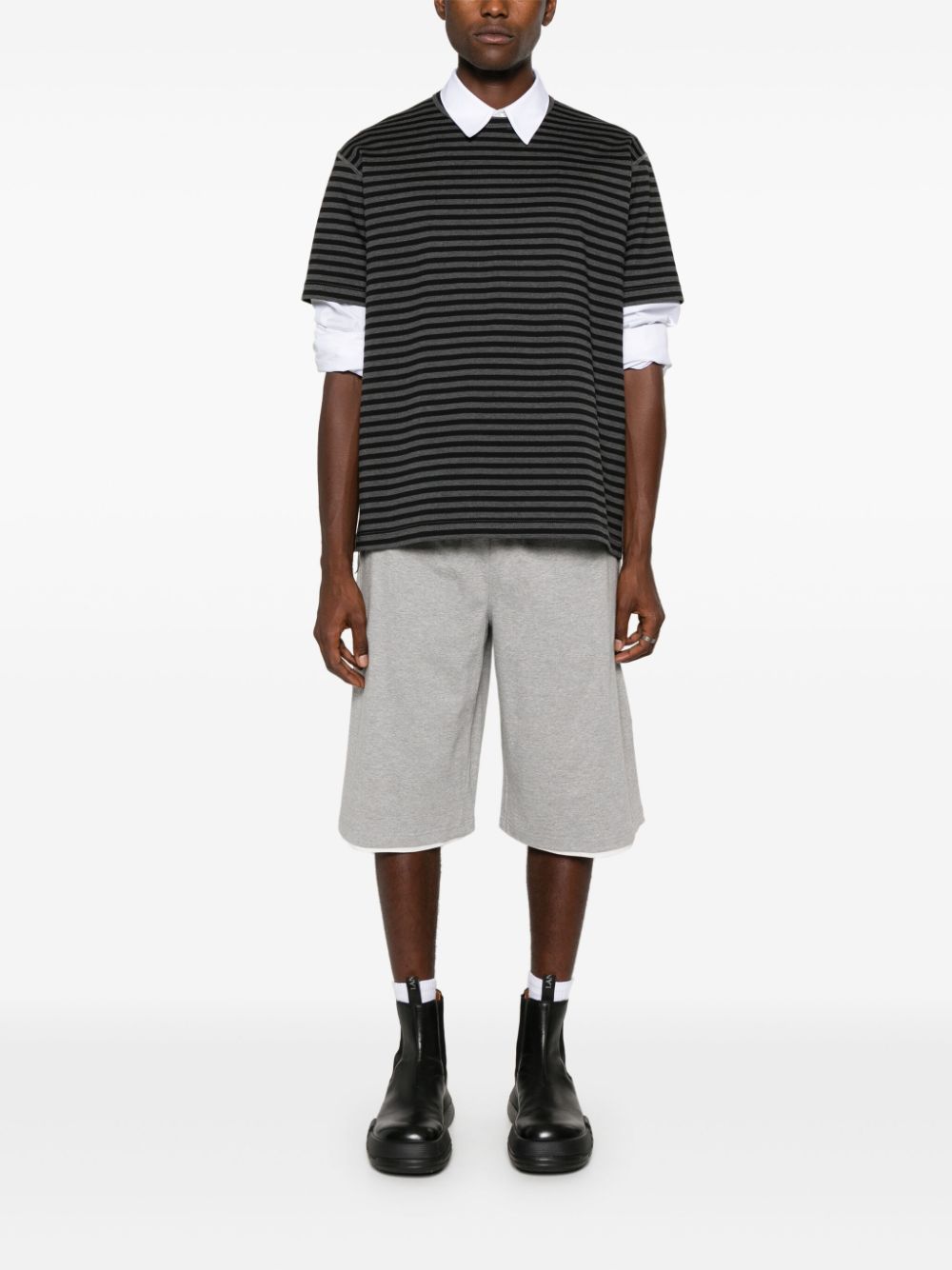 Maison-Kitsune Bermuda Shorts Men Jil Sander Layered knee-length Shorts Grey