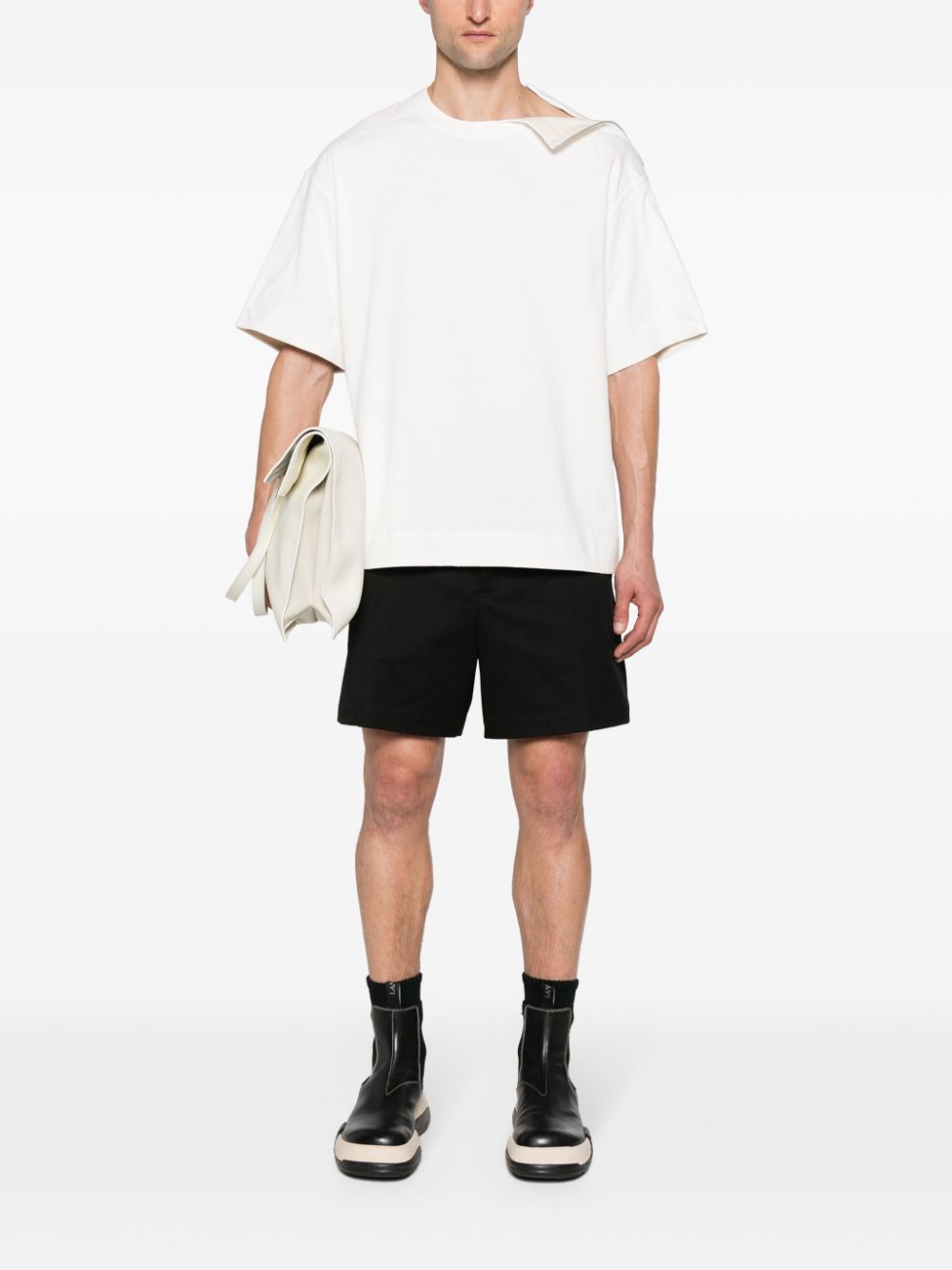 Maison-Kitsune Tailored Shorts Men Jil Sander wide-leg Gabardine Tailored Shorts Black