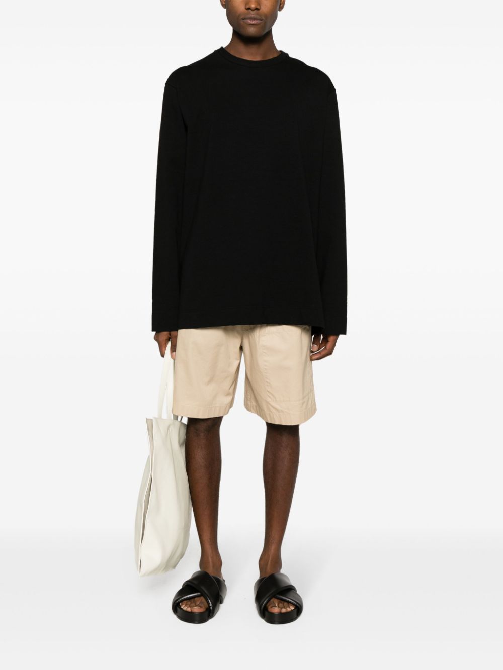 Men T-Shirts Maison-Kitsune Jil Sander side-slits Cotton T-shirt Black