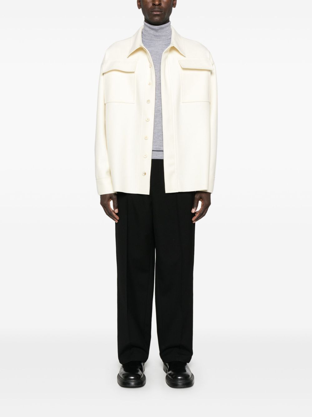 Jil Sander Textured Wool Trousers Black Men Tailored Pants Maison-Kitsune