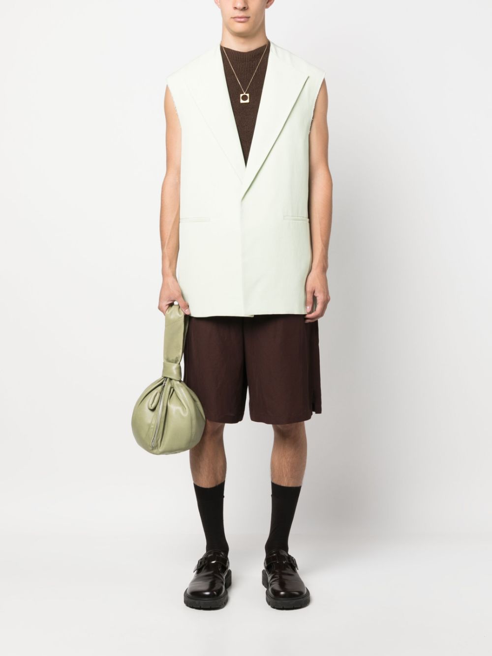 Jil Sander V-neck single-breasted Vest Green Men Waistcoats & Gilets Maison-Kitsune