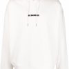 Maison-Kitsune Hoodies Men Jil Sander Logo Print Cotton Hoodie White
