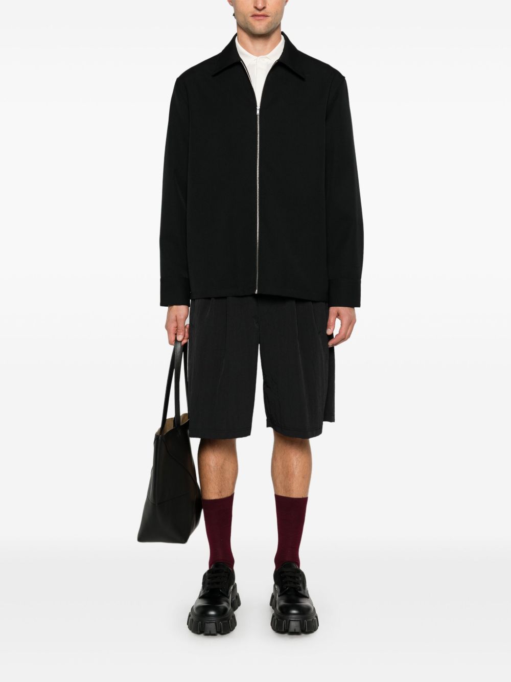 Maison-Kitsune Shirts Men Jil Sander Wool Gabardine Shirt Black
