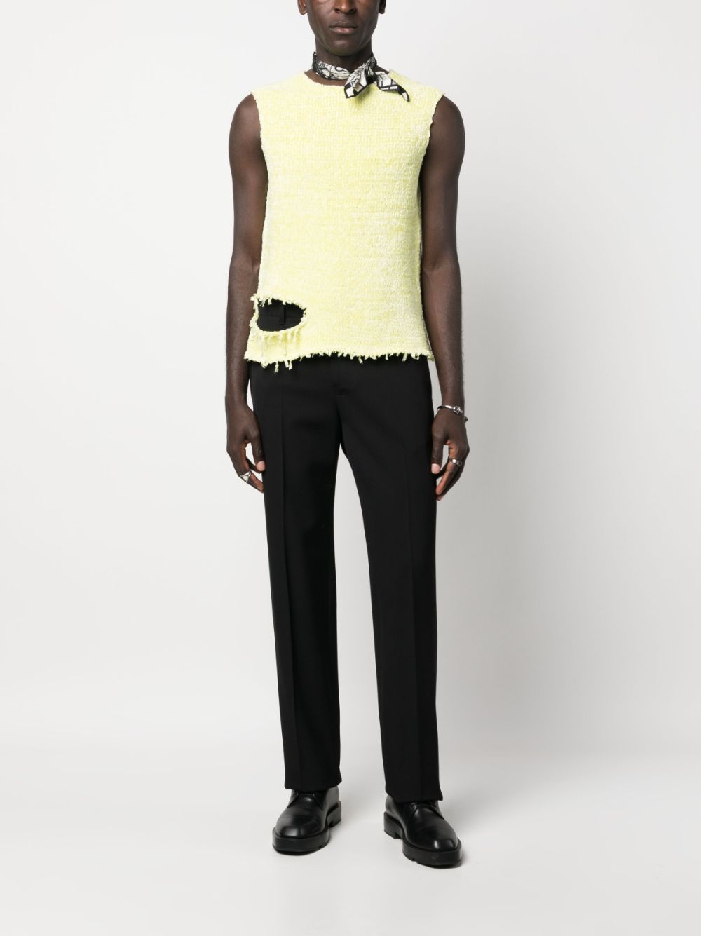 Jil Sander distressed-finish Knitted Top Yellow Men Vests & Tank Tops Maison-Kitsune