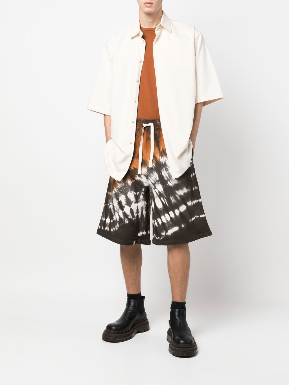 Jil Sander graphic-print knee-length Shorts Brown Maison-Kitsune Men Track & Running Shorts