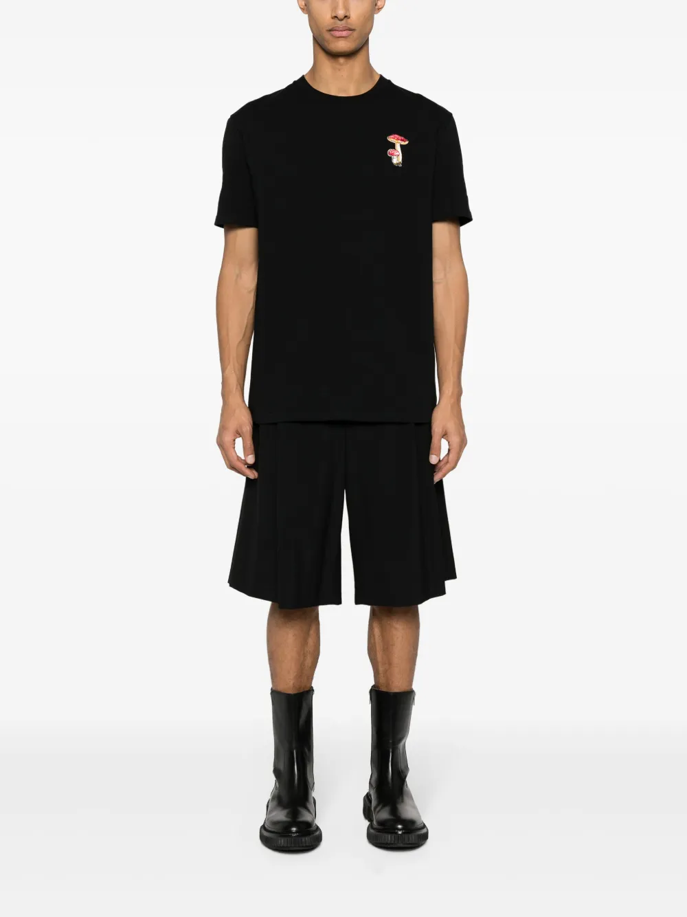Men T-Shirts Maison-Kitsune Jil Sander mushroom-embroidered Cotton T-shirt Black
