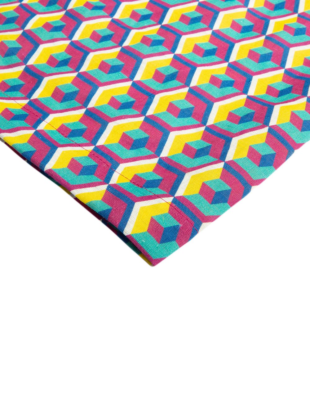 La DoubleJ Geometric Pattern Table Cloth Pink Men Table Linens Maison-Kitsune