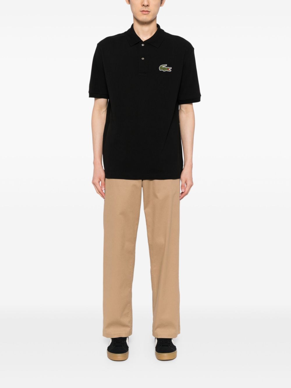 Lacoste logo-appliqué Polo Shirt Black Maison-Kitsune Men Polo Shirts
