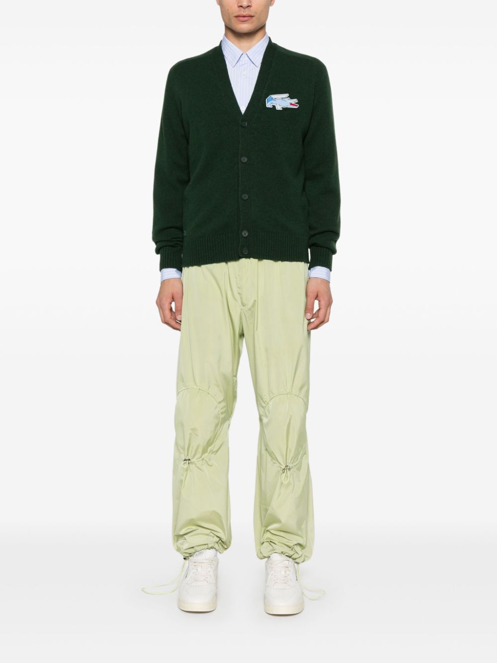 Maison-Kitsune Cardigans Men Lacoste crocodile-emblem Wool Cardigan Green