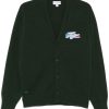 Maison-Kitsune Cardigans Men Lacoste crocodile-emblem Wool Cardigan Green