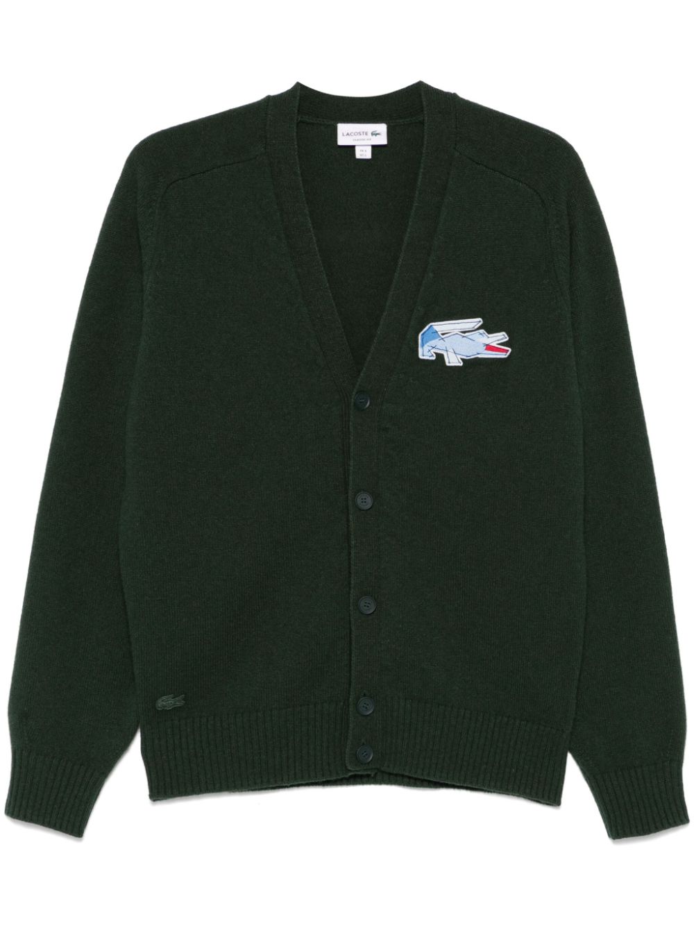 Maison-Kitsune Cardigans Men Lacoste crocodile-emblem Wool Cardigan Green