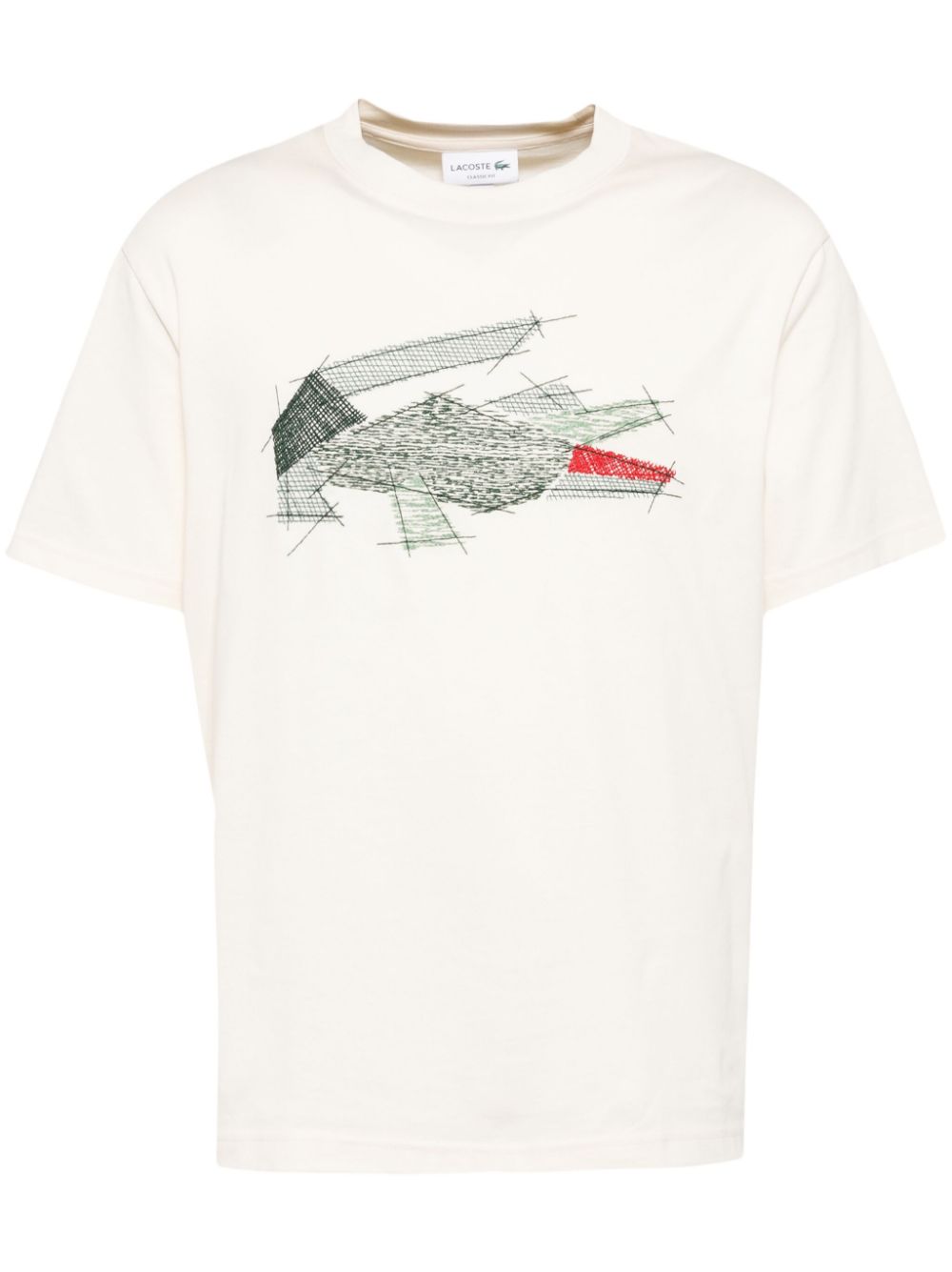 Men T-Shirts Maison-Kitsune Lacoste logo-embroidered T-shirt Neutrals