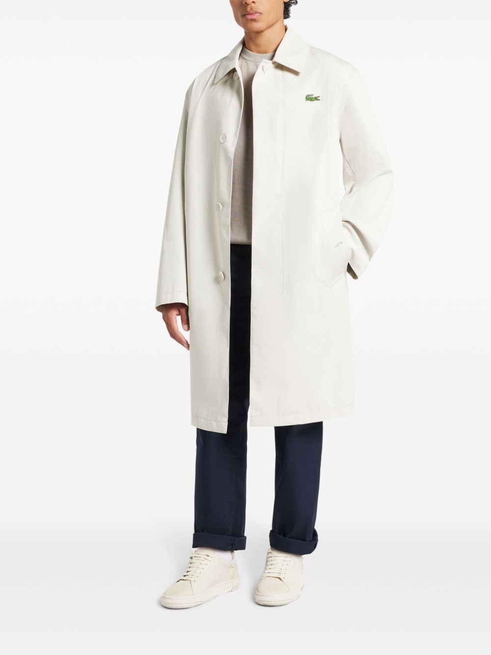 Maison-Kitsune Lacoste Lightweight Showerproof Trench Coat Neutrals Men Raincoats