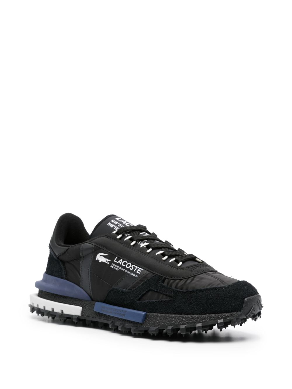 Men Low-Tops Maison-Kitsune Lacoste Elite Active Textile Leather Sneakers Black