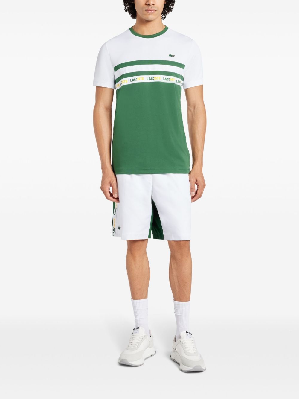 Lacoste logo-trim Striped T-shirt Green Men T-Shirts Maison-Kitsune