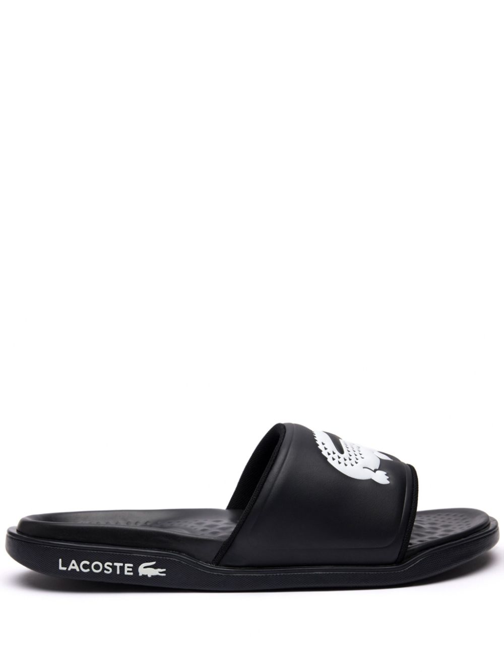 Lacoste Croco Dualiste Logo Strap Slides Black Men Flip Flops & Slides Maison-Kitsune
