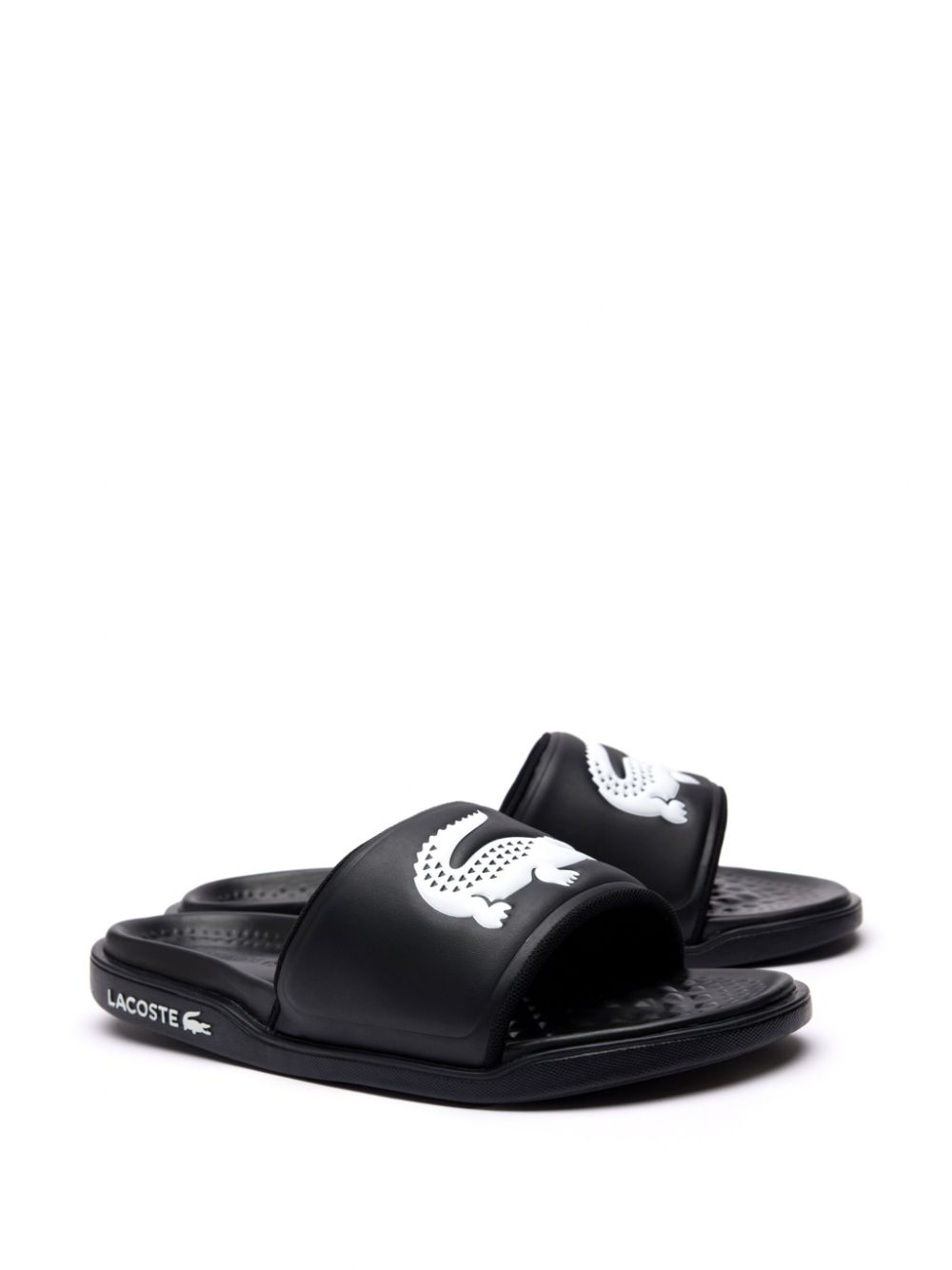 Lacoste Croco Dualiste Logo Strap Slides Black Men Flip Flops & Slides Maison-Kitsune