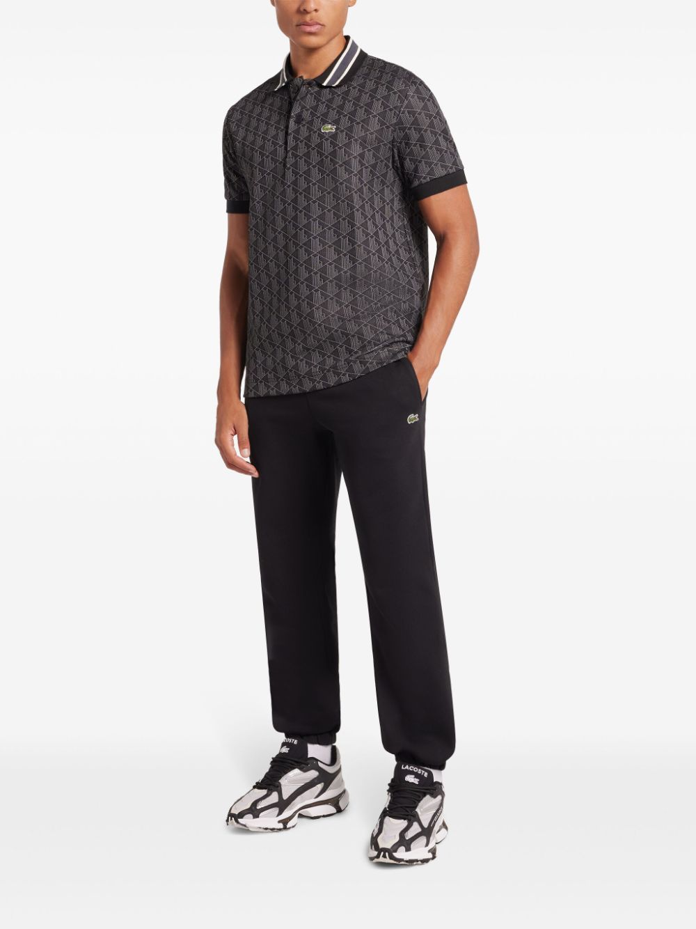 Maison-Kitsune Polo Shirts Men Lacoste monogram-jacquard Polo Shirt Black
