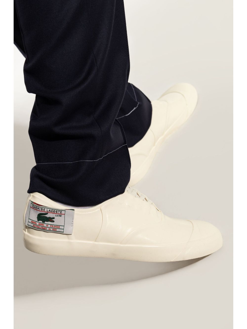 Men Low-Tops Maison-Kitsune Lacoste logo-patch round-toe Sneakers White